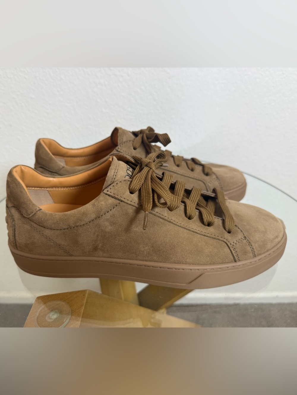 NWOB TOD'S Men's Pashmy Suede Sneakers - Camel Brown